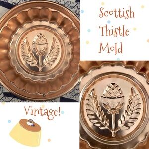 Vintage! Copper Toned Scottish Thistle (Jello/Baking) Molds Kitchen Decor 80s
